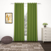 2 Pcs Green Blackout Faux Silk Room Darkening Window/Door/Semi Long Door/Long Door Curtains