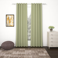 2 Pcs Green Blackout Faux Silk Room Darkening Window/Door/Semi Long Door/Long Door Curtains