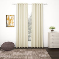 2 Pcs Beige Blackout Faux Silk Room Darkening Window/Door/Semi Long Door/Long Door Curtains