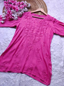Rayon Chikankari short top for Office college wear