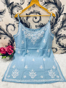 Noodle starp short Chikankari Kurti