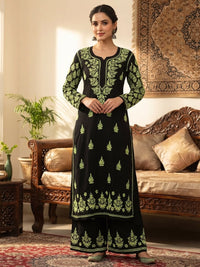 Pure Modal Cotton Flower embroidery chikankari Set