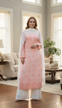 Luxury Creap 3d Work kurta