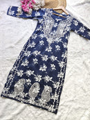 Suhana khan inspired Blue chikankari kurta