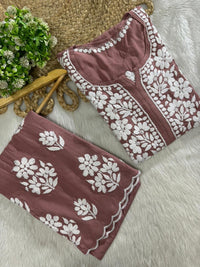 Side Border Cut work Rayon 2pc Set plus size