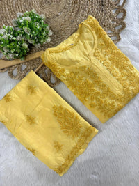 Threadwork designer kurta and pant soft rayon