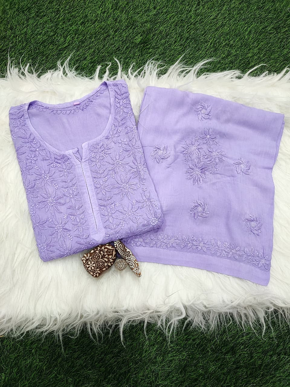 3d Worked Chikankari Co-ord set