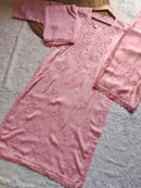 Modal Cotton Satin Embroidered 3pc Set
