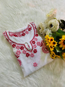 Pink Soft Thread in White chikankari