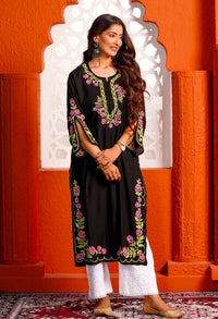 Multi Color Black Threaded Kurta