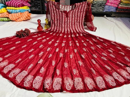 56 Kali Anarkali With Sharara - Chikankari Official