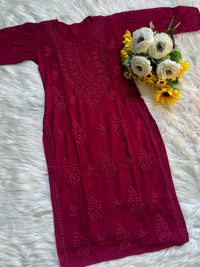 Pure 3d Work muslin embroidered Kurta