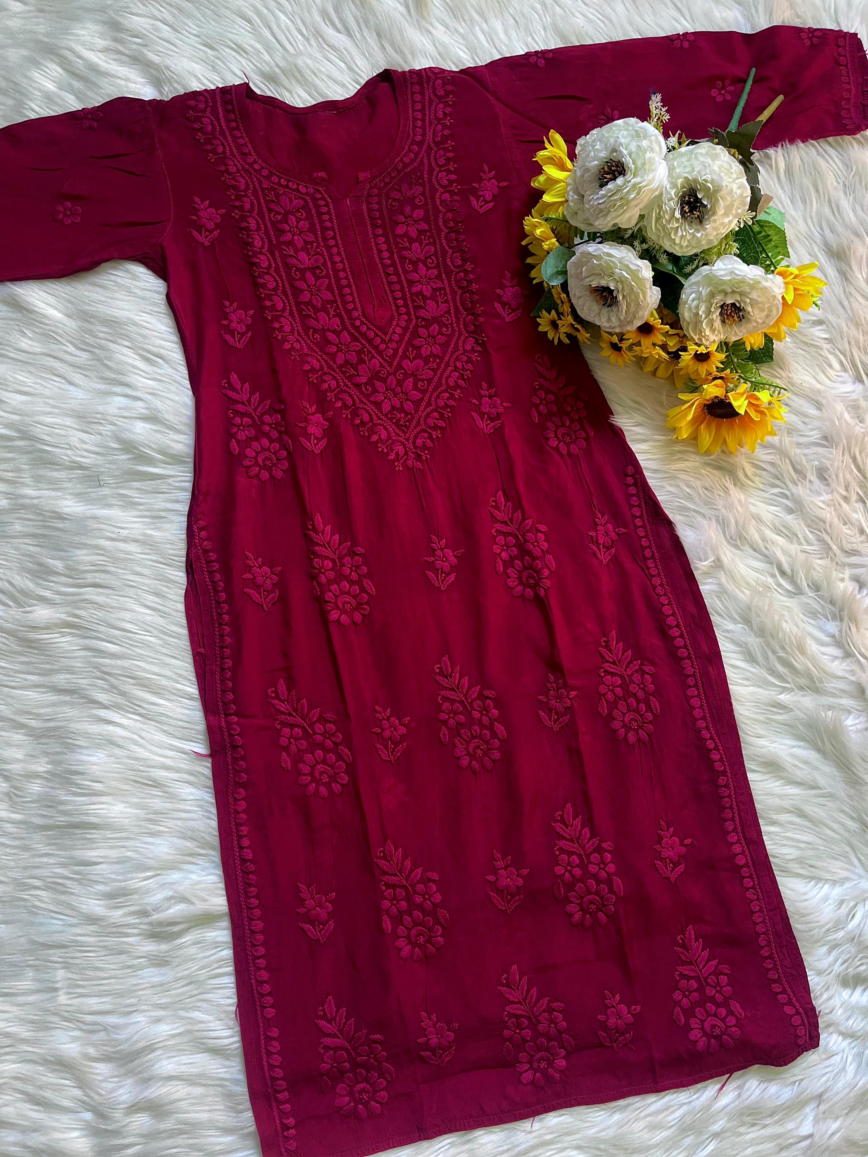 Pure 3d Work muslin embroidered Kurta