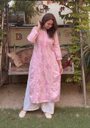 Chanderi 3d Gala Panel chikankari kurti