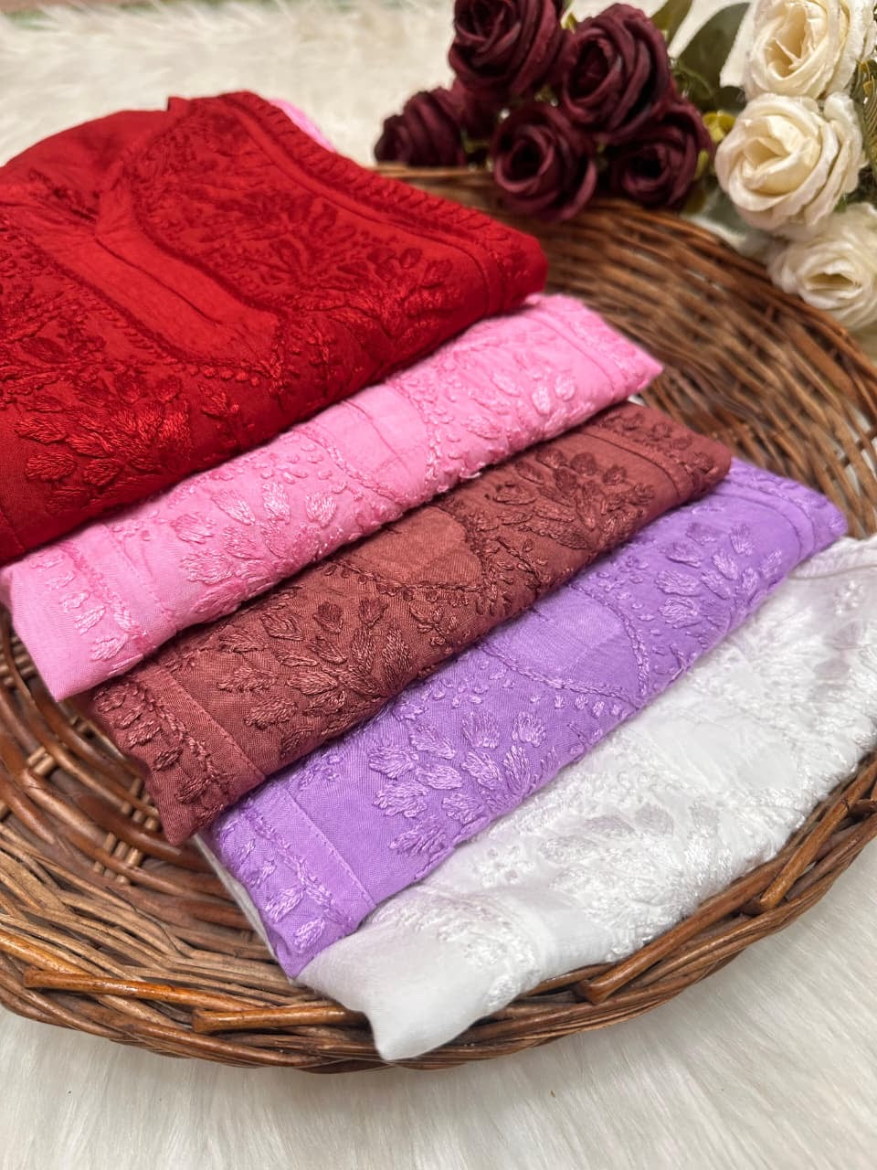 Dyed Muslin Short Chikankari Top