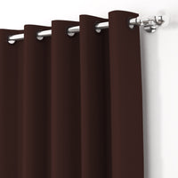 2 Pcs Brown Blackout Faux Silk Room Darkening Window/Door/Semi Long Door/Long Door Curtains