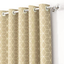 2 Pcs Blackout Foil Beige & Golden Hexagon Window/Door/Long Door Curtains
