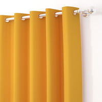 2 Pcs Mustard Blackout Faux Silk Room Darkening Window/Door/Long Door Curtains
