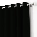 2 Pcs Black Blackout Faux Silk Room Darkening Window/Door/Semi Long Door/Long Door Curtains