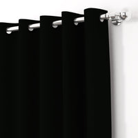 2 Pcs Black Blackout Faux Silk Room Darkening Window/Door/Semi Long Door/Long Door Curtains