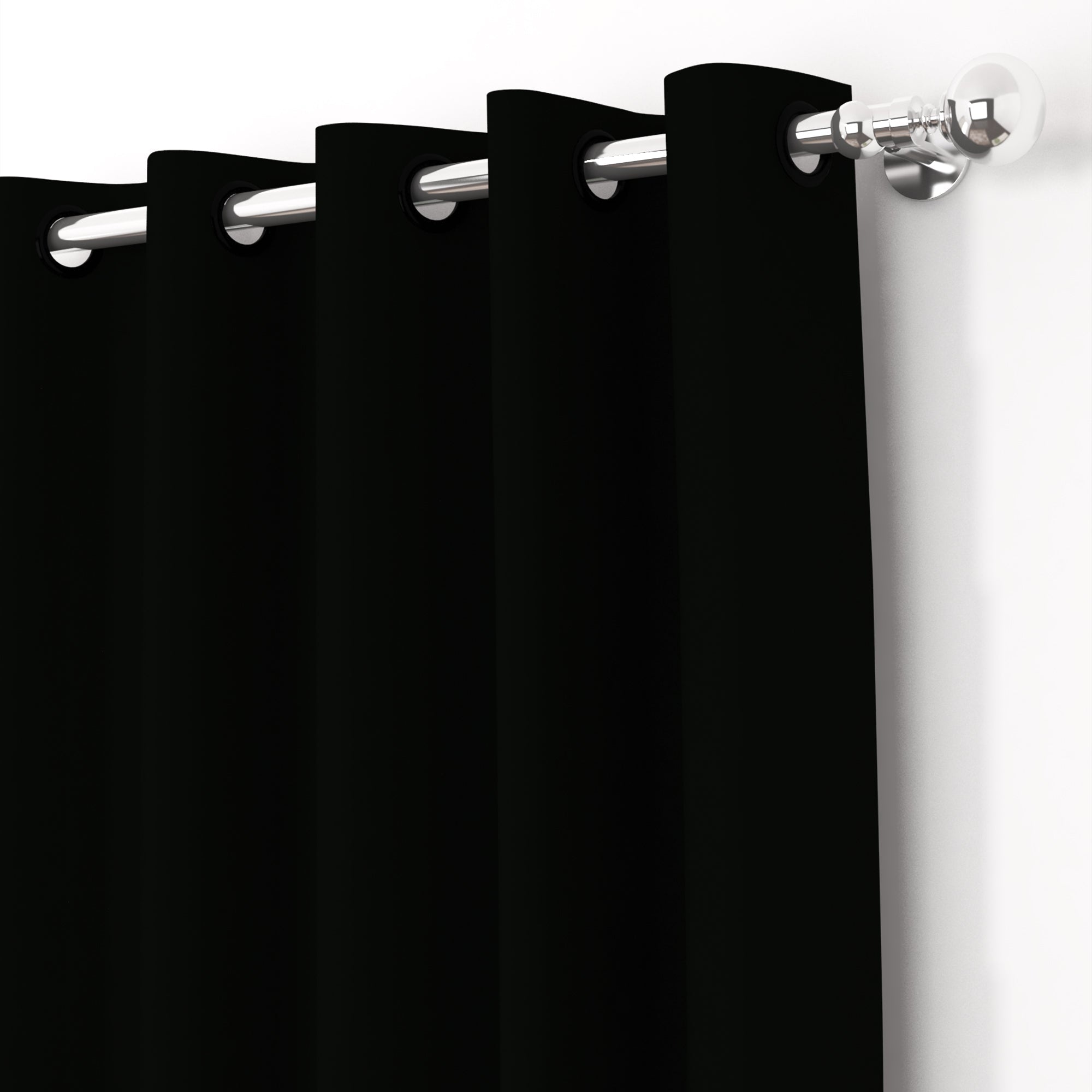 2 Pcs Black Blackout Faux Silk Room Darkening Window/Door/Semi Long Door/Long Door Curtains