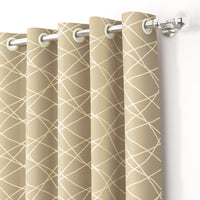 2 Pcs Blackout Foil Beige & Golden Criss Cross Window/Door/Long Door Curtains