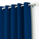 2 Pcs Blue Blackout Faux Silk Room Darkening Window/Door/Semi Long Door/Long Door Curtains