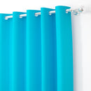 2 Pcs Blue Blackout Faux Silk Room Darkening Window/Door/Long Door Curtains