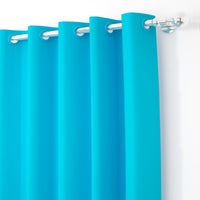 2 Pcs Blue Blackout Faux Silk Room Darkening Window/Door/Long Door Curtains