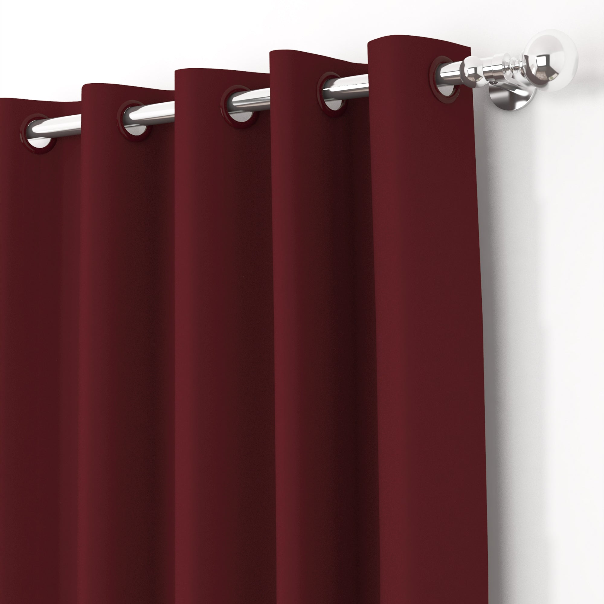 2 Pcs Maroon Blackout Faux Silk Room Darkening Window/Door/Semi Long Door/Long Door Curtains
