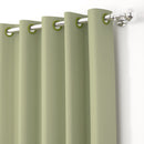 2 Pcs Green Blackout Faux Silk Room Darkening Window/Door/Semi Long Door/Long Door Curtains