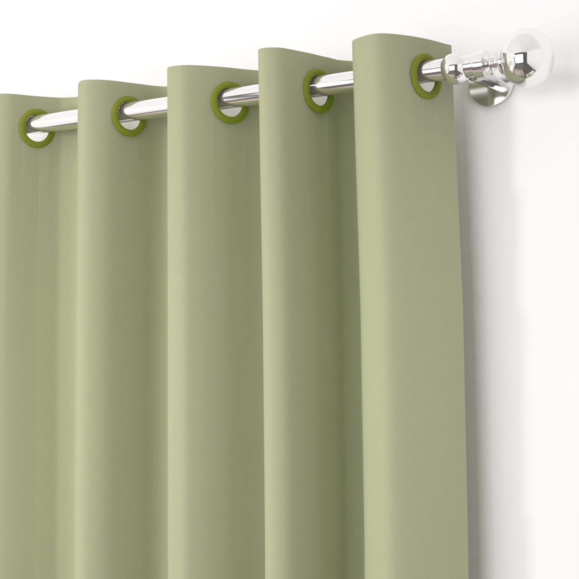 2 Pcs Green Blackout Faux Silk Room Darkening Window/Door/Semi Long Door/Long Door Curtains