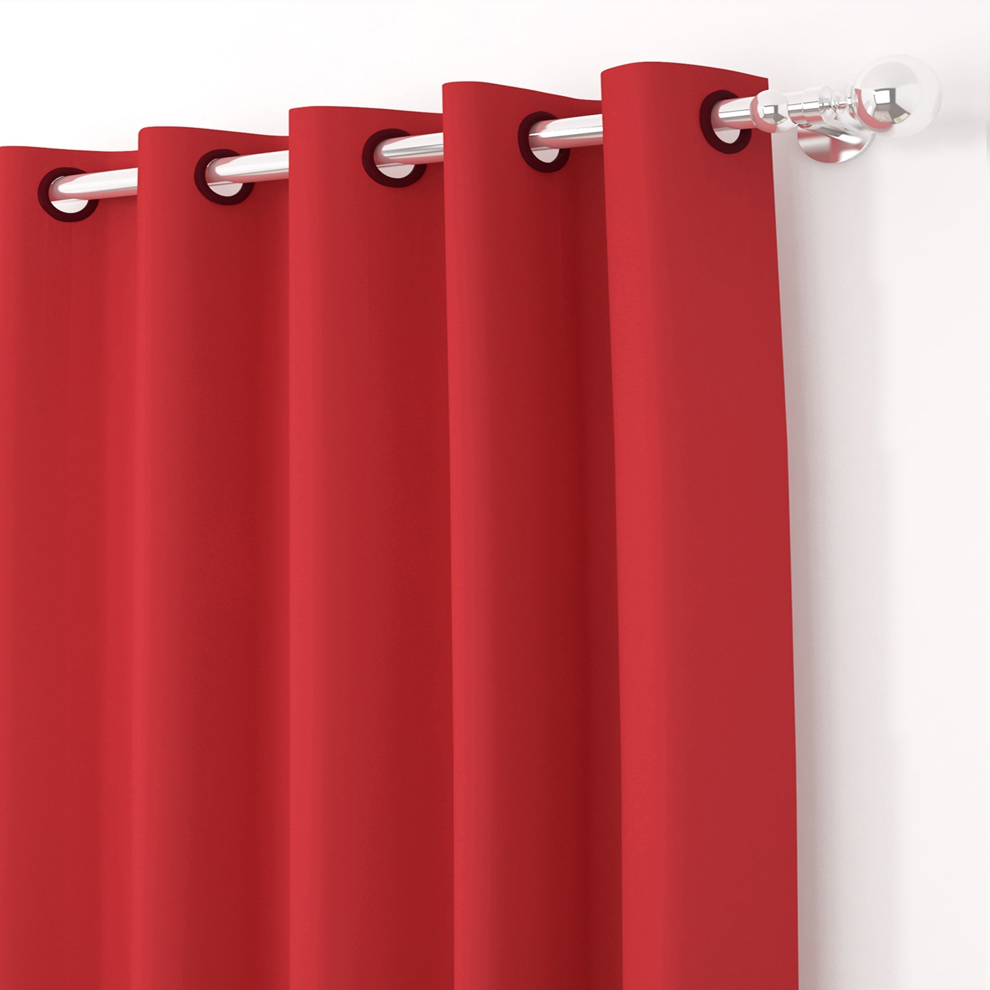 2 Pcs Red Blackout Faux Silk Room Darkening Window/Door/Long Door Curtains