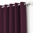 2 Pcs Purple Blackout Faux Silk Room Darkening Window/Door/Semi Long Door/Long Door Curtains
