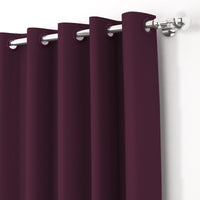 2 Pcs Purple Blackout Faux Silk Room Darkening Window/Door/Semi Long Door/Long Door Curtains