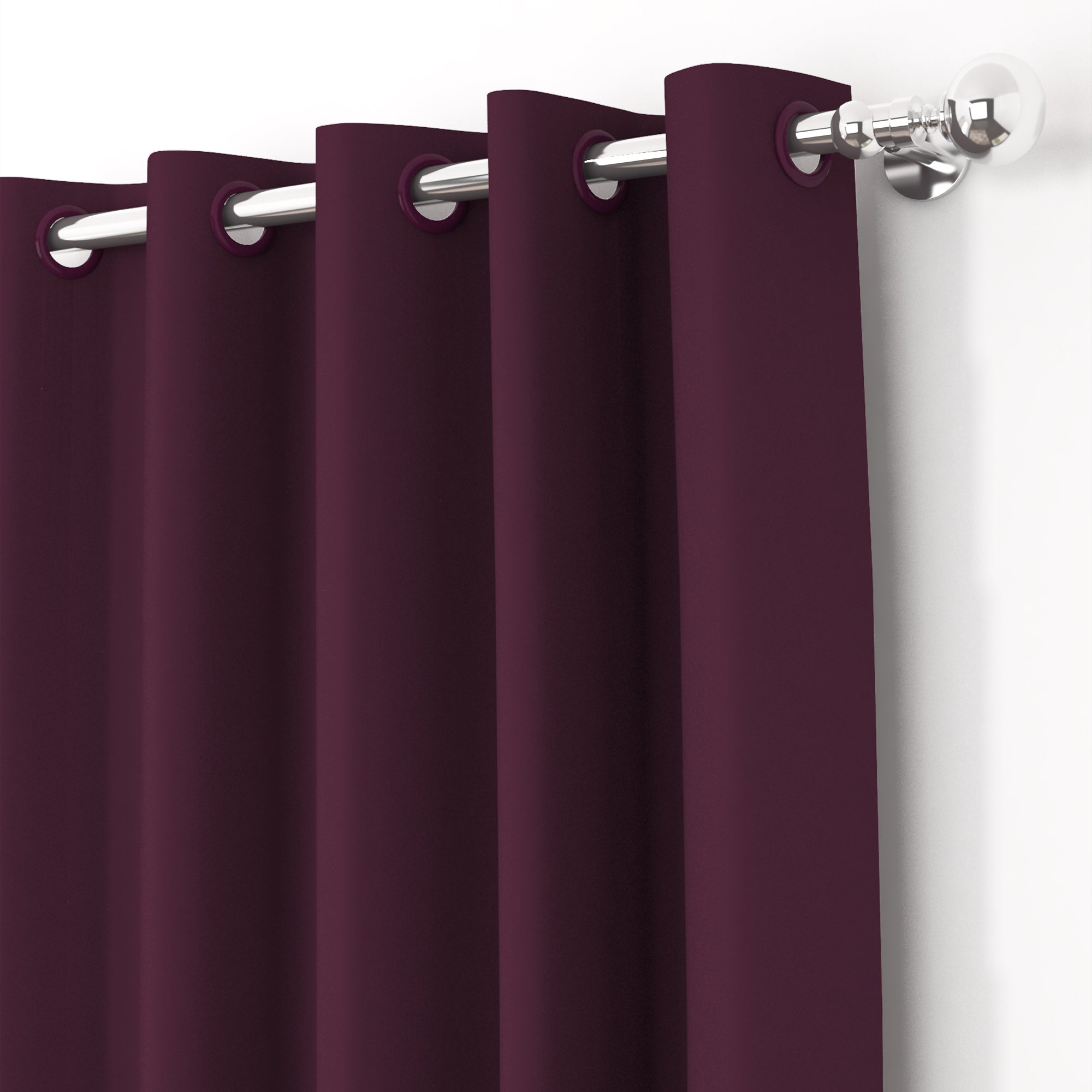 2 Pcs Purple Blackout Faux Silk Room Darkening Window/Door/Semi Long Door/Long Door Curtains