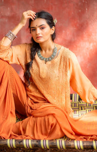 3 Layer Muqaish Resham Gharara Visose - Chikankari official