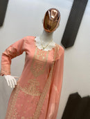 3 Pcs Plazo pair with sequence work - Chikankari official
