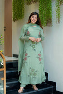 3 PIECE STYLISH A - line KURTI, BOTTOM WITH BEAUTIFUL DUPATTA - Chikankari official