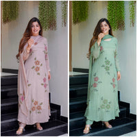 3 PIECE STYLISH A - line KURTI, BOTTOM WITH BEAUTIFUL DUPATTA - Chikankari official