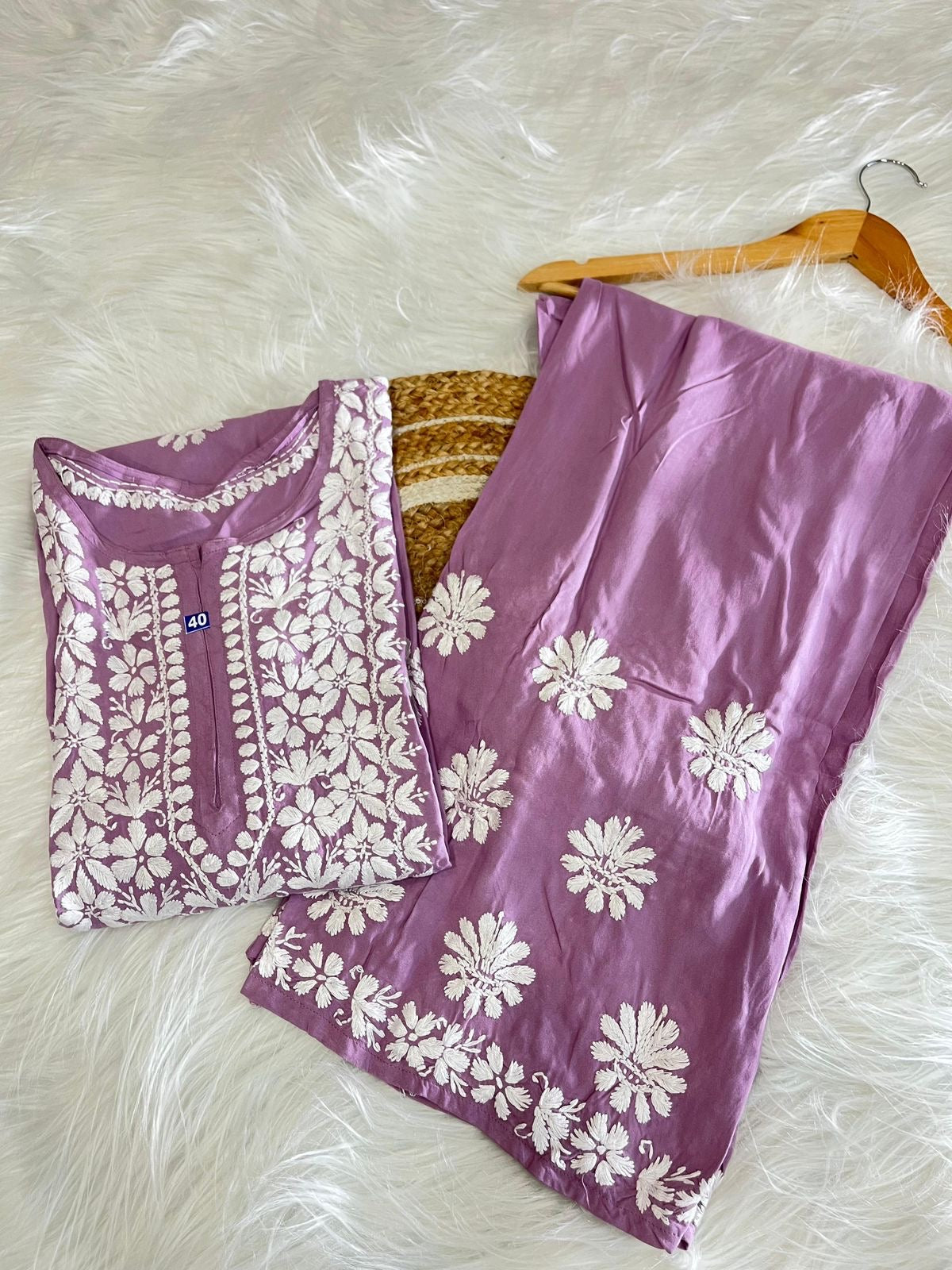 Heavy Rayon Chikankari Kurta Plazzo Set