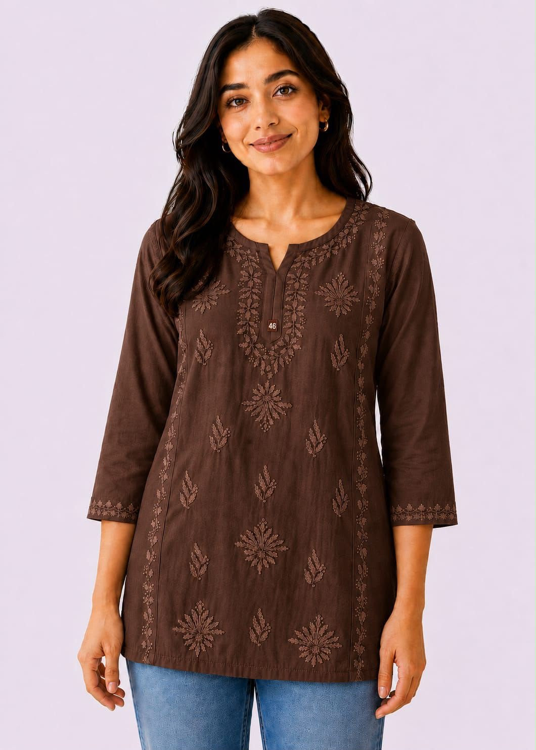 Rayon Dyeable Short Handwork Buta Top