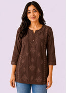 Rayon Dyeable Short Handwork Buta Top