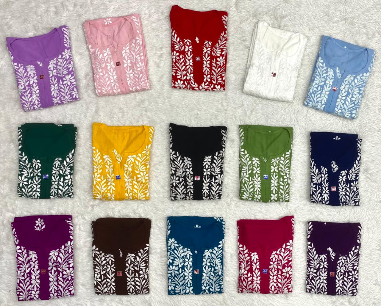 Rayon self white Embroidered