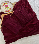 Exclusive Rayon Cutwork 3pc Set with Chiffon Dupatta