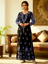 Pure Modal Cotton Flower embroidery chikankari Set