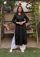 Chanderi 3d Gala Panel chikankari kurti