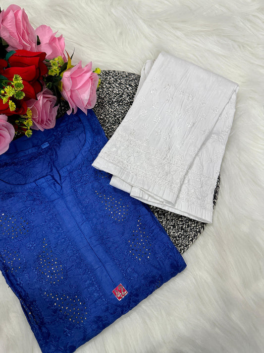 Lucknowi Chikankari Handwork Chanderi