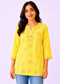 Rayon Dyeable Short Handwork Buta Top