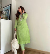 Dobby Cotton White embroidered chikankari Set